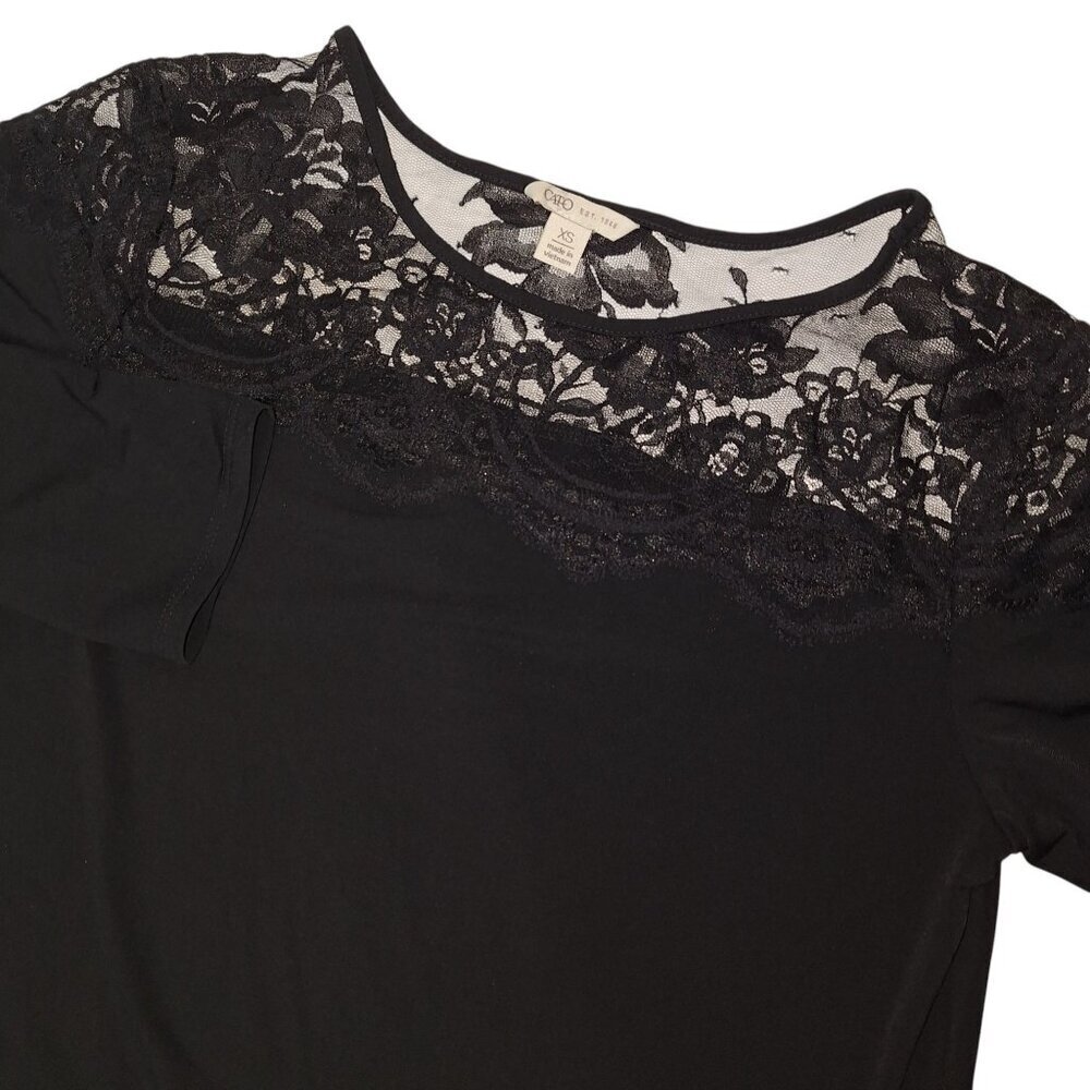 Cato Black Lace Semi Sheer Blouse Women's XS